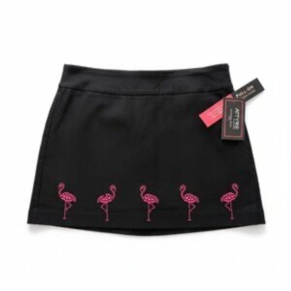 Attyre Flamingo Skort Black Pink Gemstone Embellished Petite 8